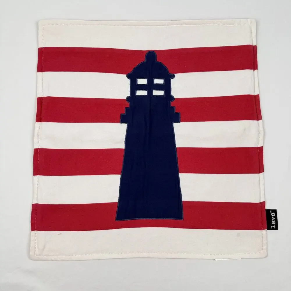 Lava Lighthouse Pillow Covers Set Nautical Coastal Americana 17.5 x 18.5